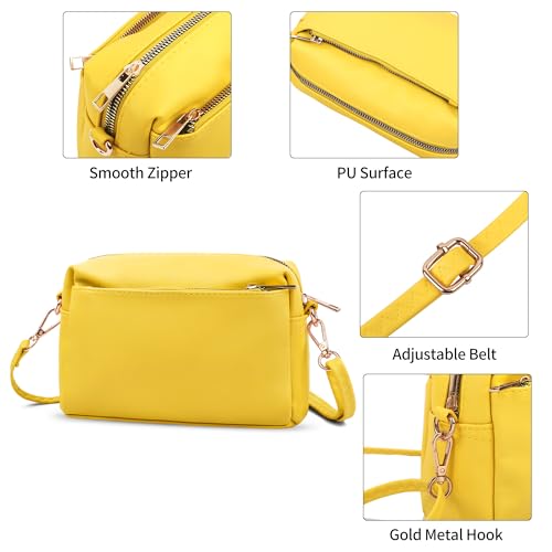 VOROLO Triple Zip Small Leather with Ajustable Strap for Women4