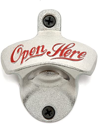 CKB LTD IGGI - Retro Wall Mounted Beer Bottle Opener - Silver Vintage Heavy Duty Cast Iron - Home Indoors Or Outdoors Bar