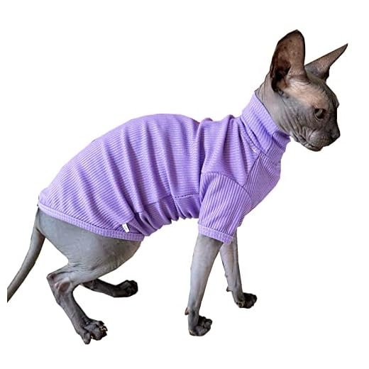 Sphynx Cats Shirt Cat Turtleneck Cotton Sweater Pullover Kitten T-Shirts with Sleeves Cat Pajamas Jumpsuit for Sphynx Cornish Rex, Devon Rex, Peterbald (Large (Pack of 1), Red)