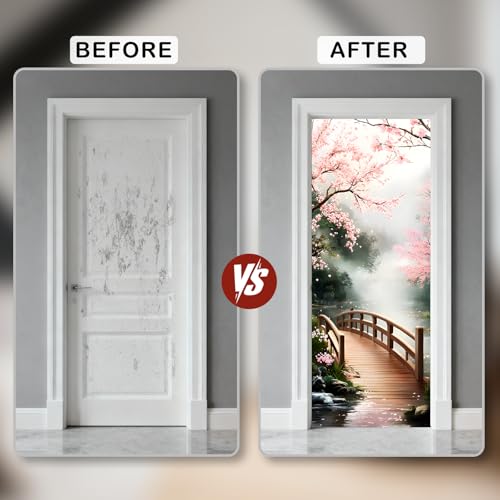 Image of Nuxovilar Cherry Blossom Door Stickers Peel Stick PVC 30.3x78.7 in