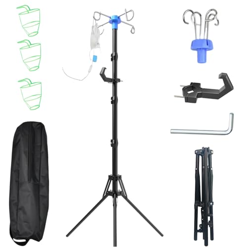 Supporto per Infusione Regolabile con Gancio e Allarme, Asta IV