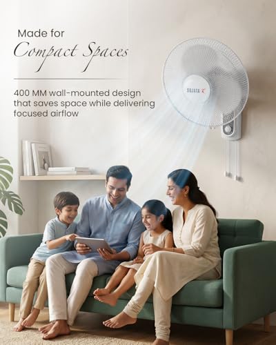 Image of Sujata Wall Fan | 2 Year Warranty | 400 mm Sweep | 100% Copper Winding Motor | Heavy Duty Wall Fan for Living Room, Wall Mount Fan with 3 Speed Control (SWF27 - White)