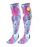 FAN STAR Personalized Softball Knee High Socks, Custom Tie Dyed Softball Socks with Name or Team Nam