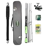 Night Cat Spinning Fishing Rod and Reel Combo Set with Carrier Case Carbon Fiber Lightweight MH Fast...