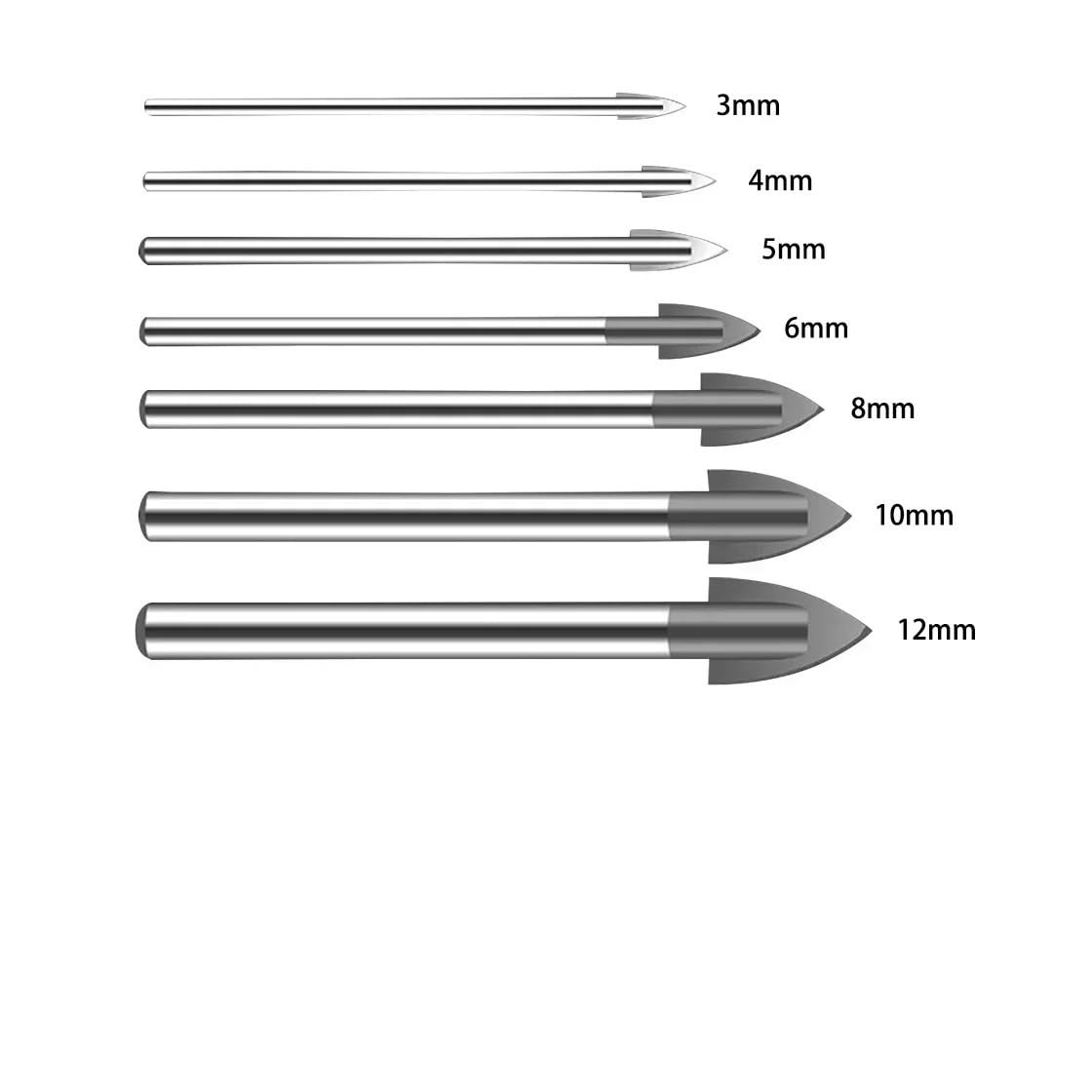 1 Uds. Broca de vidrio de 3-12mm con punta de carburo de tungsteno cortador de azulejos cerámicos juego de brocas broca de espada lanza de porcelana de mármol de vidrio(6mm)