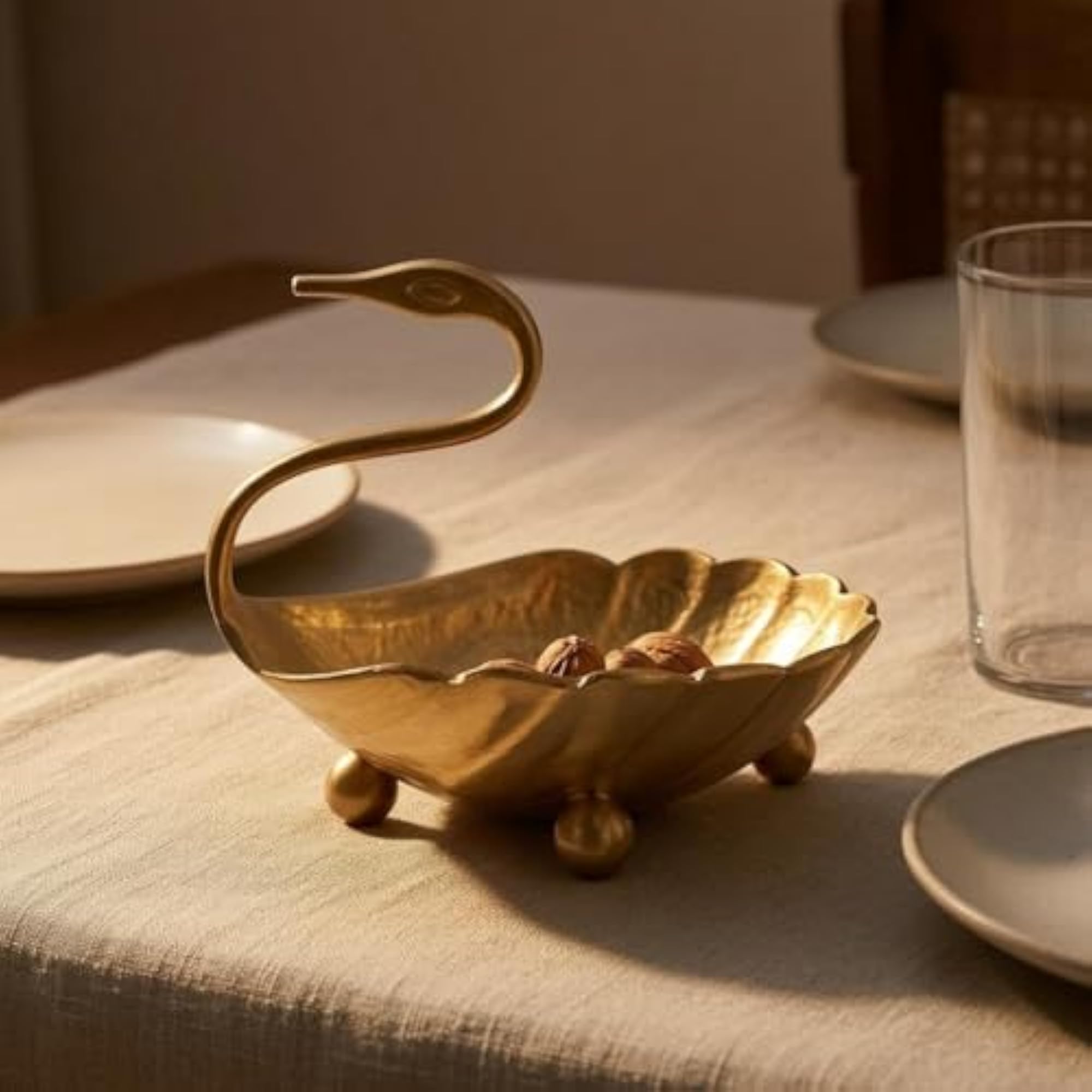 Scalloped Swan Tray Curved Neck Handle