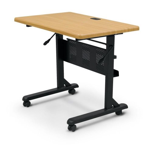 MooreCo Flipper Training Table 3624 Rectangle Teak Top Black Base 29.5