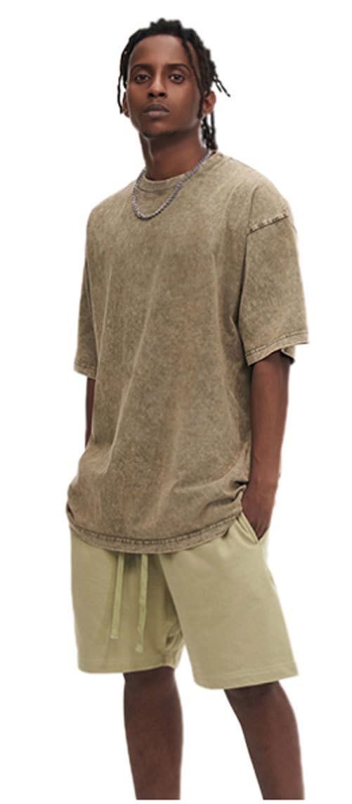 Maglietta da uomo oversize da palestra, vestibilità ampia, in cotone pesante, lavaggio acido, vintage, unisex