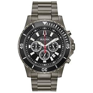 Bulova Men’s Classic Sport Stainless Steel 6-Hand Chronograph Quartz Watch with 44mm Dial
