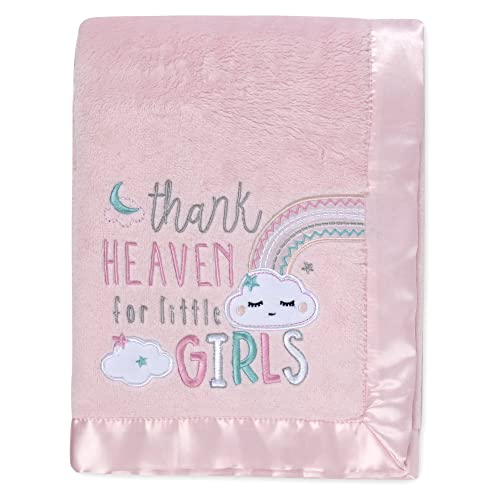 Image of 30x40 Fleece Baby Nursery Blanket with Satin Trim for Boys, Girls, and Unknown Gender Baby (Thank Heaven Girl 2)