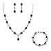 EleQueen Women's Silver-tone Cubic Zirconia Teardrop Flower Bridal V-Necklace Set Tennis Bracelet Dangle Earrings Emerald Color