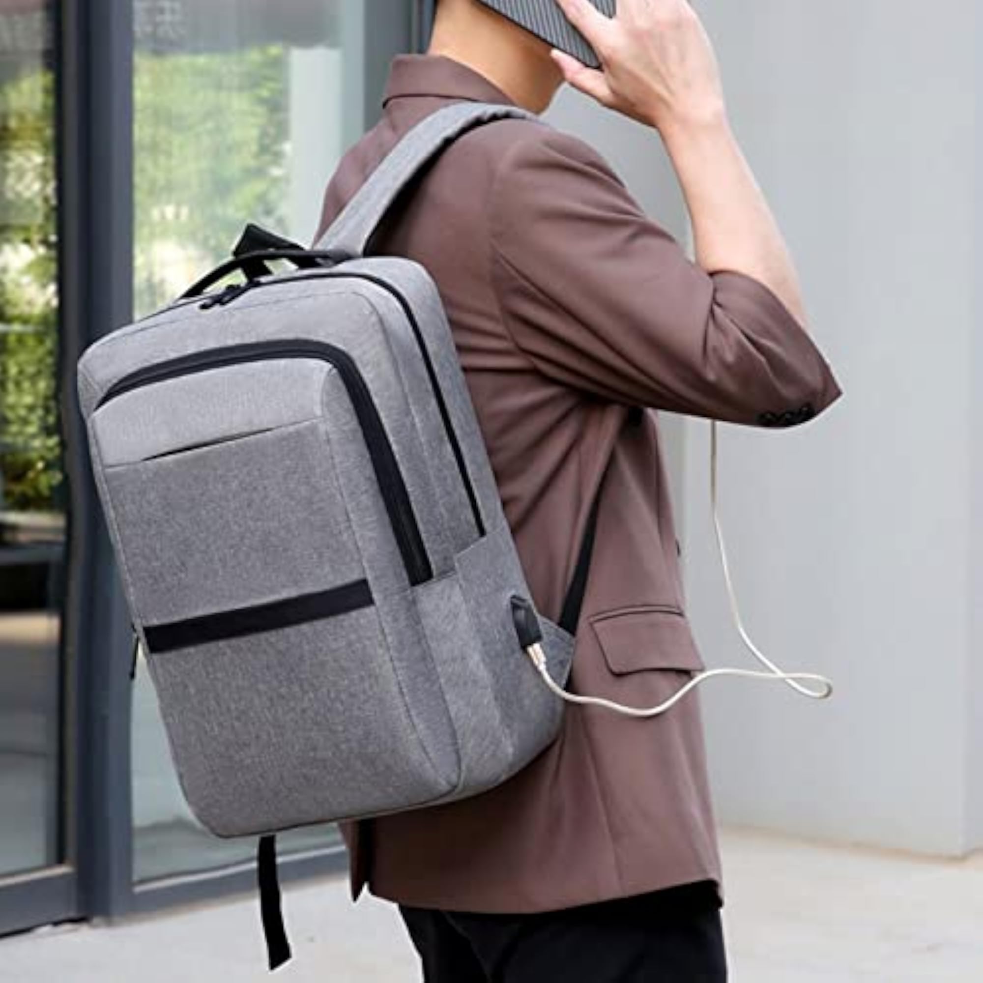 Men's Large Capacity Waterproof Backpack, Business Laptop Bag
