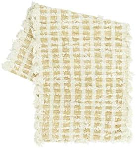 Creative Co-Op 72" Woven Cotton Tufted Fringe Table Runner, Mustard