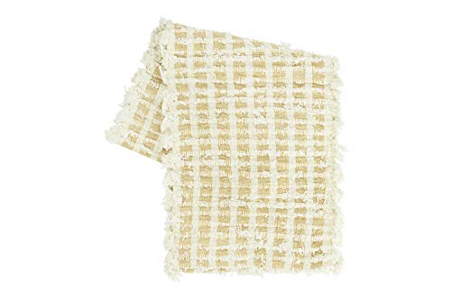 Creative Co-Op 72" Woven Cotton Tufted Fringe Table Runner, Mustard #TOP3