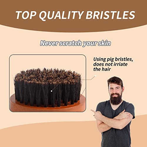 Beard Brush For Men Boar Bristle Black Walnut Wood Beard Comb Brush Small And Round For Men To Tame And Soften Your Facial Hair #TOP4