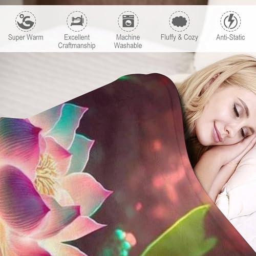 Couverture en flannel lotus 3D chaude et légère pour lit et canapé - 4