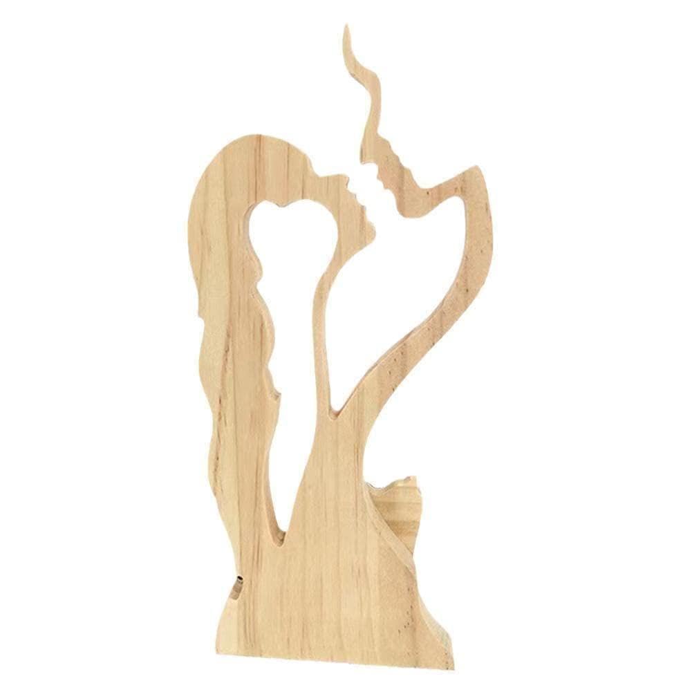 Sculpture En Bois 'Baiser' Abstraite - Décoration De Table Romantique Pour Saint-Valentin, Mariage - Cadeau Couple Fait Main - 12