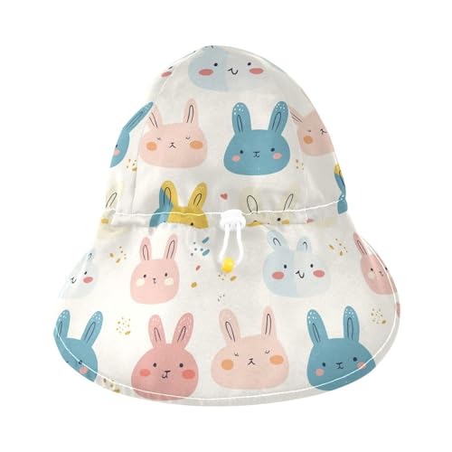 Childish Cute Rabbits Light Color Cartoon Toddler Sunhat Baby Boys Beach Play Hats Baby Girls' UPF 50+ Protection Adjustable Traveling Swim3