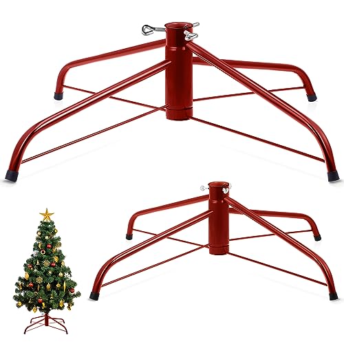 2 soportes para árbol de Navidad de 24 pulgadas y 16 pulgadas, soporte plegable para árbol de Navidad artificial de 6.5 a 8 pies, árboles vivos para sostener de pie, decoración del hogar y fiesta
