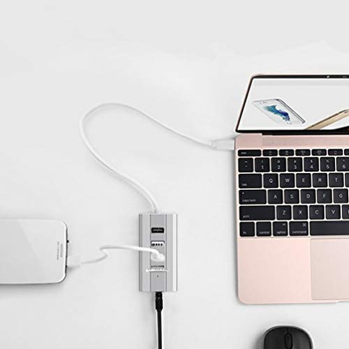 ULTECHNOVO Adaptador de Ãudio Usb Placa de Som EstÃ©reo Externo 3 Portas Tipo-C Conversor Adaptador