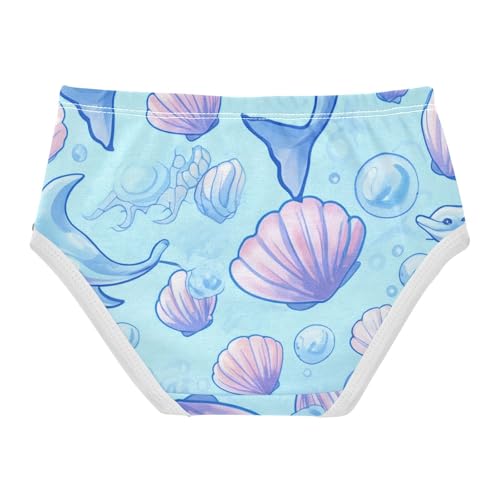 Cute Blue Dolphins Pastel Seashells Toddler Underwear Custom 2t Cotton Panties for Girl Bright Kids Briefs Undies2