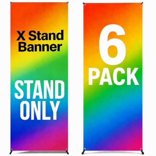 4U Media&Displays Premium X Banner Stand Display, 24"x72", 6 Pack