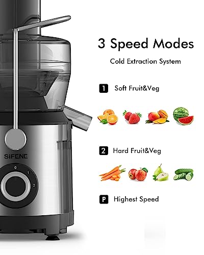 Juicer Machine, Sifene 1300W(Peak) Moto Larger 3.2" Mouth Centrifugal Juicer Extractor Maker, Juice Squeezer For Whole Fruits And Vegetables, Dual Speeds,Easy To Clean, Bpa Free #TOP5
