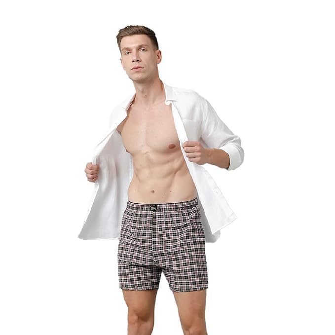Image of Rupa Jon Checkered Boxer Shorts for Men, 100% Cotton Material, Regular Fit, Dual Side Pocket, Assorted, Pack of 2