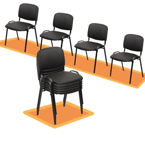 CLATINA Stacking Guest Chairs Set of 10, Leather Waiting Room Chair no Wheels, Armless Office Chairs with Metal Frames, Stackable Conference Room Chair for Reception, Meeting, Training, Black