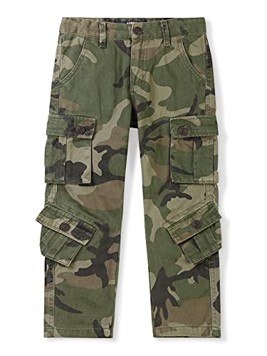 Boys' Camo Military Cargo Pants, 8 Pockets Casual Outdoor Scout Hiking Trousers