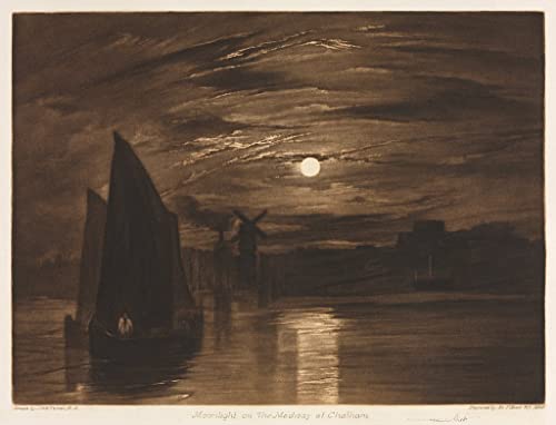 Poster Clair de lune sur la Médway Turner tableau toile déco 50x70cm