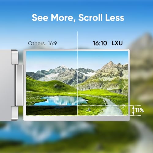 Image of LXU Laptop Screen Extender Monitor Portable 14 inch 1200P | Triple Extended Monitor, for 12~16.2 inch Laptops, Not for M1 M2 M3, Plug & Play, No Clip-on, Silver, S7