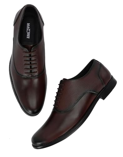 Image of MACTREE Men's Genuine Leather Derby Lace Up Formal Shoes