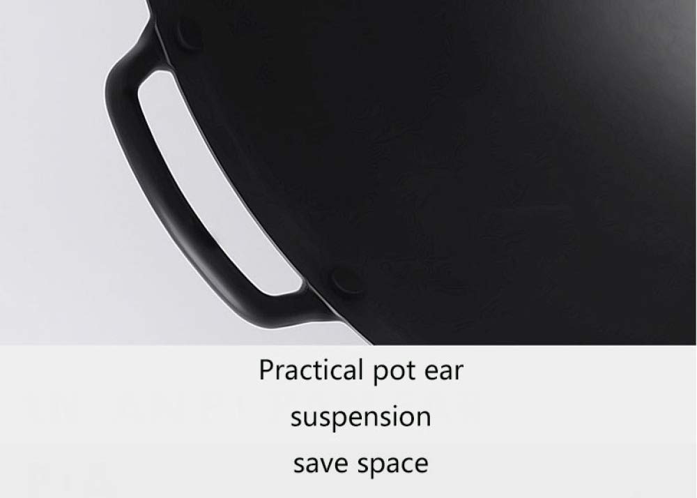 ZXFDMSWJ Woks Traditionnels en Fer, Grands poêles à gaz en Fer antiadhésifs Wok sûr, marmite à Fond Rond en Fonte, 40 cm