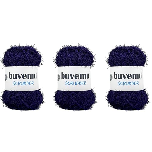 Buvemu Scrubber Yarn for Crochet, Knitting & Dishcloths, Purple, 3-Pack