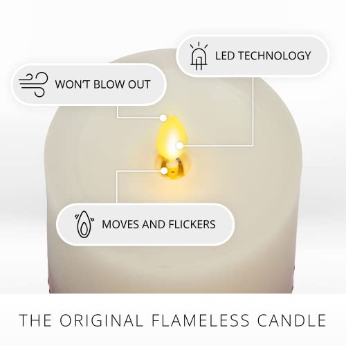 Image of Luminara Embedded Flameless LED Candle - Red Berry 3.5 inch x 6.5 inch - Moving Flame Pillar Battery Operated Timer, Real Wax Unscented, Safe
