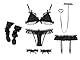 Damen Sexy Cosplay Dessous Set Rüschen Baby Doll Teddy Outfit BH Höschen Nachthemd mit Choker, Schwarz, Einheitsgröße