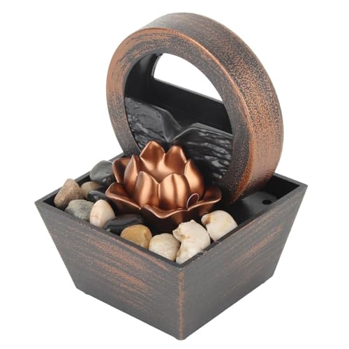 Fuentes de Interior Mini Fuente de Agua de sobremesa, Fuente de Cascada pequeña con USB, Adorno de Agua de sobremesa con LED, Fuente de Agua circulante for decoración del hogar y la Oficina.