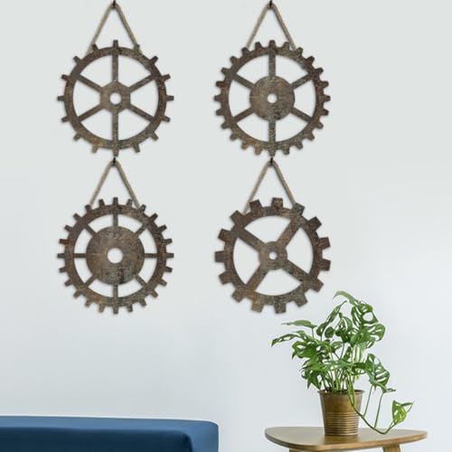 Décoration industrielle rétro bois marron pour grand mur vide - 7