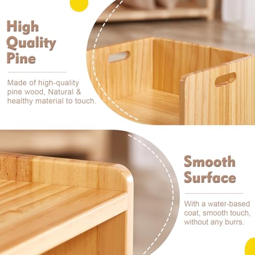 FUNLIO Höhenverstellbarer Montessori Tisch und Stuhl für Kinder 1-3 Jahre, Massivholz, Entwöhnung Baby Tisch für Essen/Spielen/Lesen, einfach zu montieren - Natur