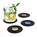 balvi Untersetzer The Coaster Farbe Schwarz Set aus 4 Untersetzern In Schallplattenform Silikon 9 cm