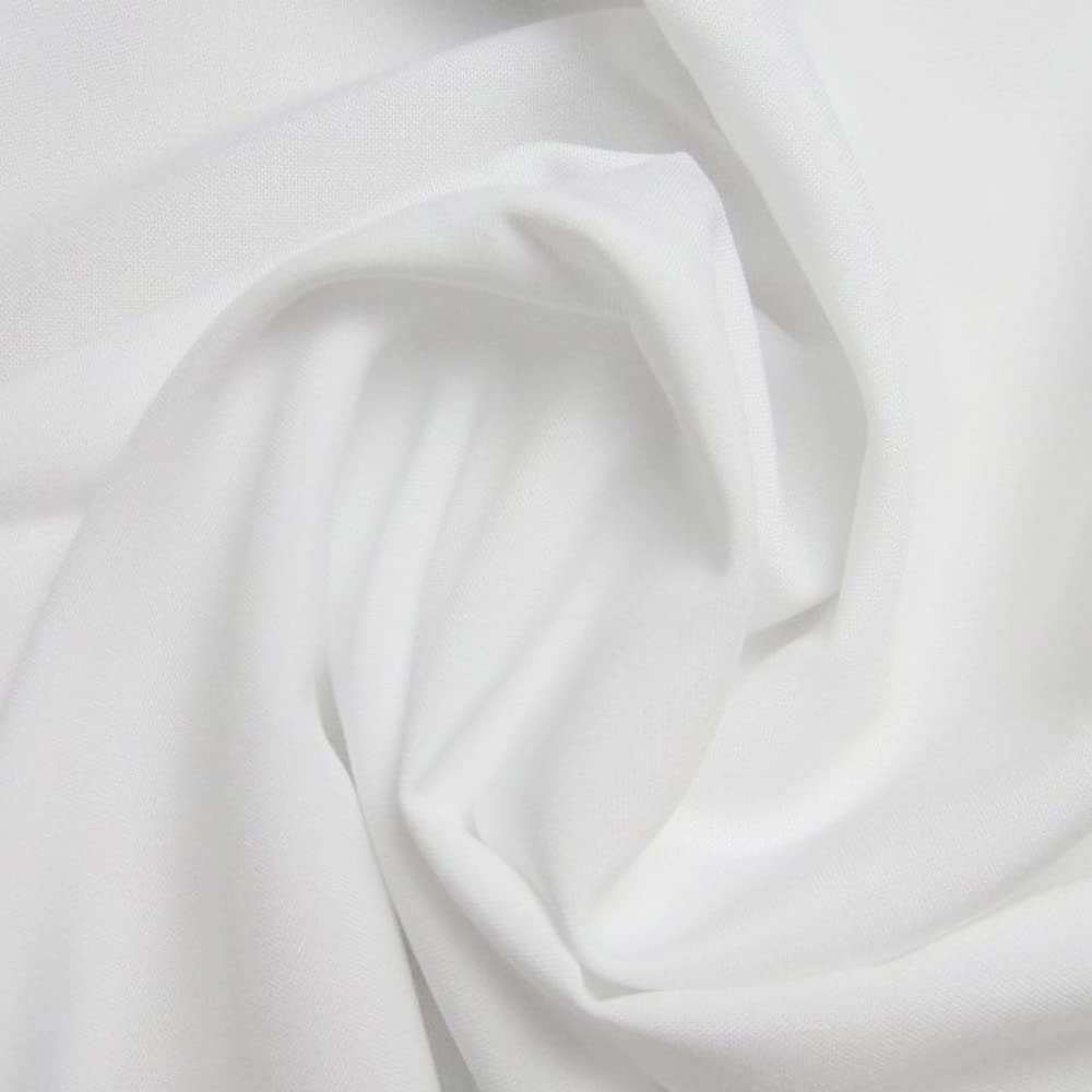 Oh Sew Crafty Limited White Bi Stretch Dress Suiting Fabric Polyester Backdrop Fabric (Per Metre) (White)