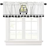 Bathroom Window Curtain for Living Room,Kitchen Farm Fresh Lemon Truch Pull Gnomes Black White Plaid...