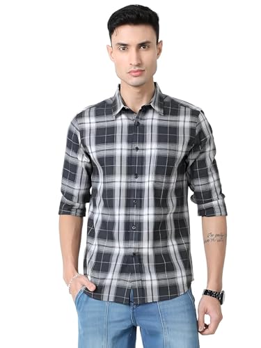 Image of GLORYBOYZ Men's Full Sleeve Checkered Casual Cotton Shirt S-2XL