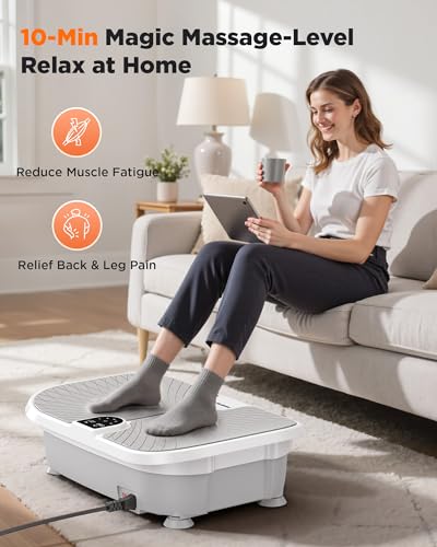 Image of FEIERDUN Vibration Plate Exercise Machine, 330 LBS Capacity Vibration Plate for Lymphatic Drainage, Max Space for Whole-Body Workout & Relaxation at Home