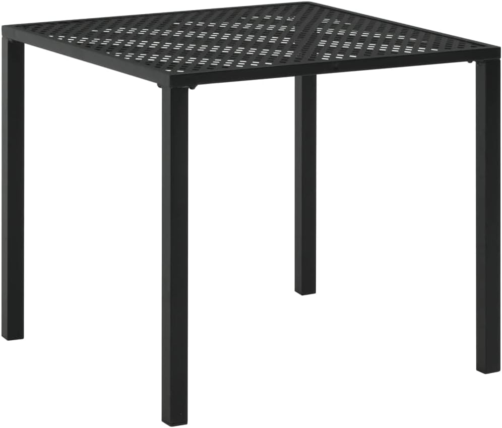 Outdoor Coffee Table Black Powder-Coated Steel Square 31.5x31.5 in Durable Patio Furniture for Outside Seating and Modern Patio Setup