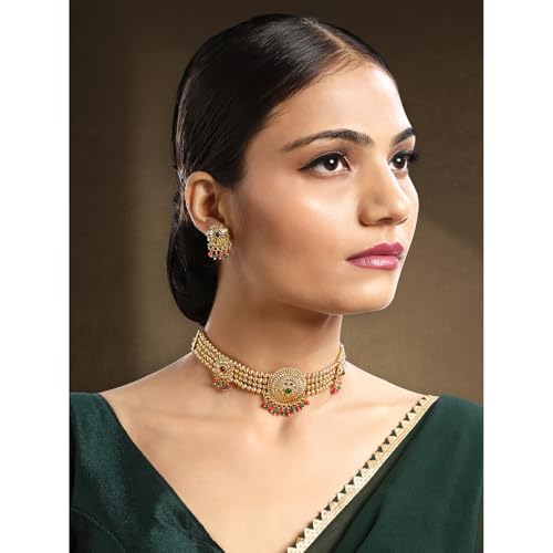 Image of Peora Gold Plated Bridal Jewellery Set with Kamarband Gift for Women Indian Traditional Ethnic Wedding