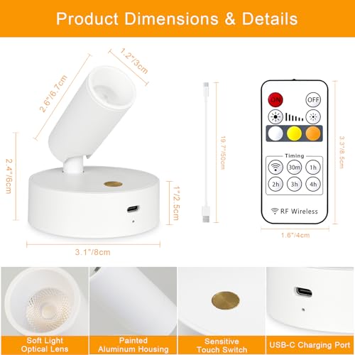 Lámpara de pared regulable a pilas para iluminar zonas interiores sin enchufes 6
