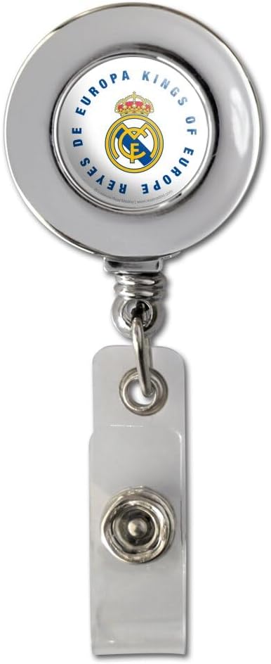 Graphics & More Real Madrid FC Kings of Europe Retractable Reel Chrome Badge ID Card Holder Clip