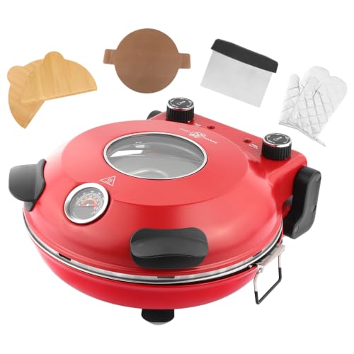 Image of KLAIF 12 inch Electric Countertop Pizza Oven Indoor, LMR-Red